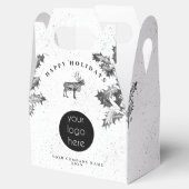 Rustic Zwart Wit Feestelijk Zakelijk Logo Kerstmis Bedankdoosjes (Geopend)