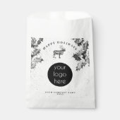 Rustic Zwart Wit Feestelijk Zakelijk Logo Kerstmis Bedankzakje (Voorkant)
