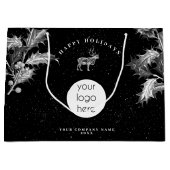 Rustic Zwart Wit Feestelijk Zakelijk Logo Kerstmis Groot Cadeauzakje (Voorkant)