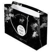 Rustic Zwart Wit Feestelijk Zakelijk Logo Kerstmis Groot Cadeauzakje (Achterkant Gekanteld)