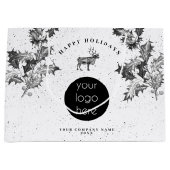 Rustic Zwart Wit Feestelijk Zakelijk Logo Kerstmis Groot Cadeauzakje (Voorkant)