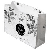 Rustic Zwart Wit Feestelijk Zakelijk Logo Kerstmis Groot Cadeauzakje (Achterkant Gekanteld)