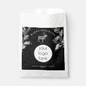 Rustic Zwart Wit Kerstvakantie Zakelijk Logo Kerst Bedankzakje (Voorkant)