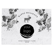 Rustic Zwart Wit Kerstvakantie Zakelijk Logo Kerst Groot Cadeauzakje (Achterkant)