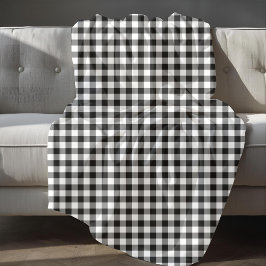 Rustic zwart-wit ruitpatroon fleece deken