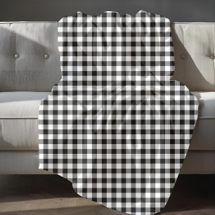 Rustic zwart-wit ruitpatroon fleece deken