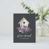 RUSTIC ZWARTE FLORAL BIRD HUIS DIE NIEUW ADRES BEW AANKONDIGINGSKAART (Staand voorkant)