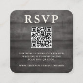 Rustic Zwarte Houten RSVP QR Code Bijlagekaart Informatiekaartje (Voorkant)
