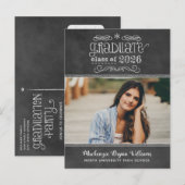 Rustic Zwarte Schoolbord 2025 Afgestudeerde Foto F Uitnodiging Briefkaart (Voorkant / Achterkant)