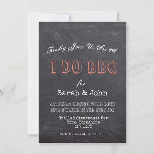 Rustic Zwarte Schoolbord Ik Doe BBQ Kaart (Voorkant)