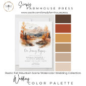 Rusticaal herfst berglandschap watercolor bruiloft kaart
