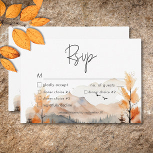 Rusticaal herfst berglandschap watercolor diner RSVP kaartje