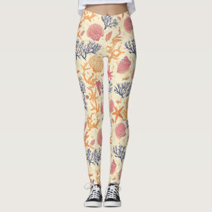Rusticaal kust - Schelpen, zeesterren, rif Leggings