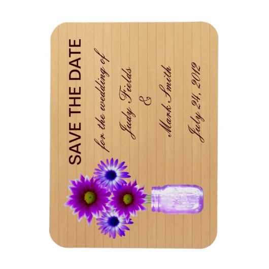 Rusticaal paars stenen potje Save The Date-magneet Magneet (Verticaal)