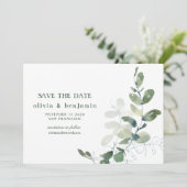 Rusticale botanische eucalyptus bruiloft bruiloft  save the date (Staand voorkant)