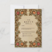 Rusticale botanische granaatappel bruiloft RSVP kaartje (Voorkant)