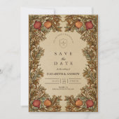 Rusticale botanische granaatappel bruiloft save the date (Voorkant)
