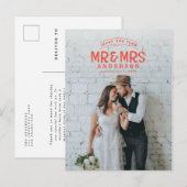 Rusticale foto dank je wel trouwkaart aankondigingskaart (Voorkant / Achterkant)