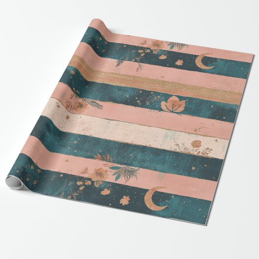 Rusticale Hemel Streep Maan Zon Aards (6) Cadeaupapier (Uitgerold)