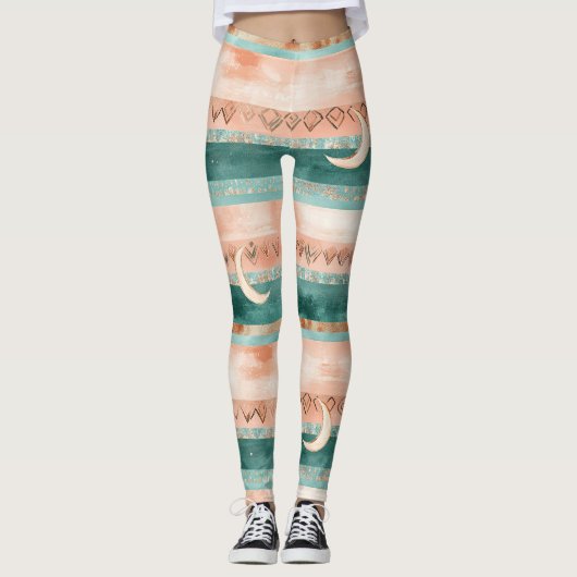 Rusticale Hemel Streep Maan Zon Aards (8) Leggings (Voorkant)