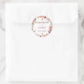 Rusticale herfst bloemige trouwdag ronde sticker (Tas)