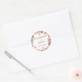 Rusticale herfst bloemige trouwdag ronde sticker (Envelop)