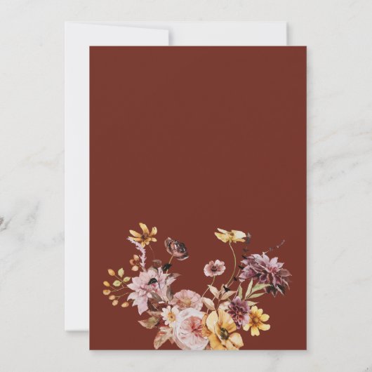 Rusticale herfst terracotta bloem boho bruiloft kaart (Achterkant)