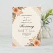 Rusticale herfstbloemen bruiloft kaart (Staand voorkant)