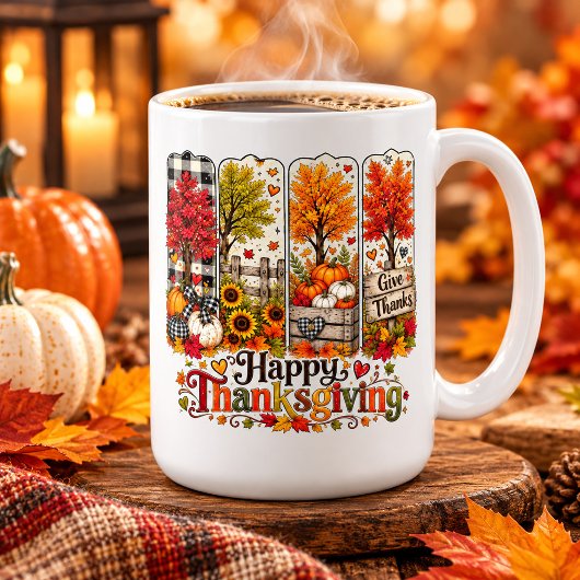 Rusticale herfstbomen & pompoen Thanksgiving Koffiemok