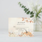 Rusticale herfstpompoenen en bloemen uitnodiging briefkaart (Staand voorkant)