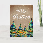 Rusticale kerstboom-sneeuwvlokken in waterverf feestdagen kaart (Voorkant)