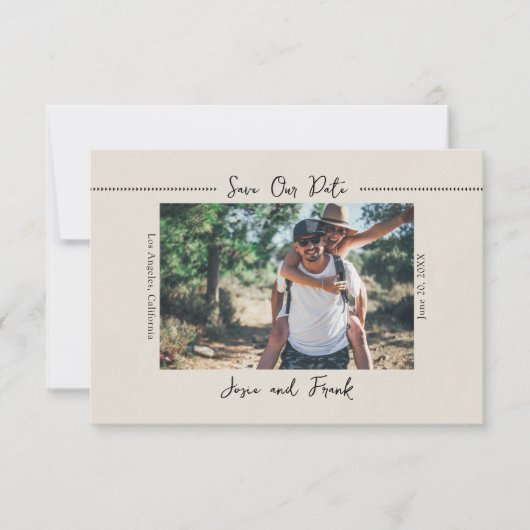 Rusticale Minimalistische Foto Save the Date Postk (Voorkant)