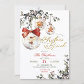 Rusticale Minimalistische Kerstballen Kerst Brunch Kaart (Voorkant)