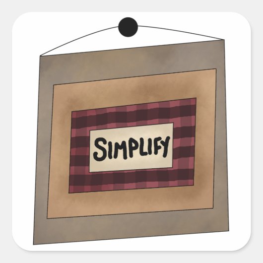 Rusticale Minimalistische Simplify Woord Kunst Bor Vierkante Sticker (Voorkant)