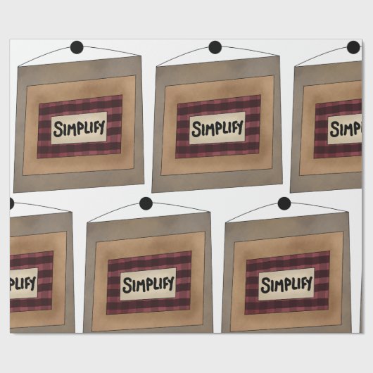 Rusticale Minimalistische Simplify Woord Kunstbord Cadeaupapier (Vlak)