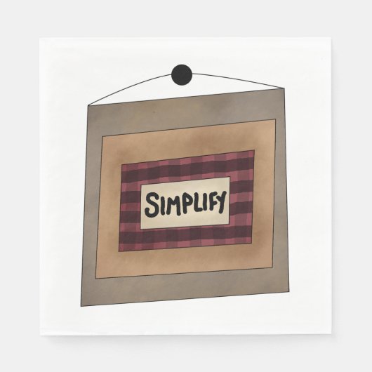 Rusticale Minimalistische Simplify Woord Kunstbord Servet (Voorkant)