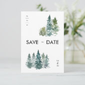 Rusticale Minimalistische Waterverf Dennen Blijf D Save The Date (Staand voorkant)