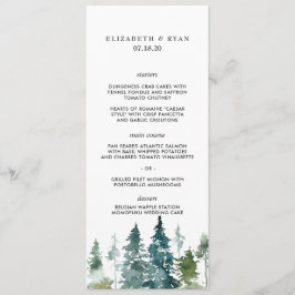 Rusticale Minimalistische Waterverf Dennen Huwelij Menu
