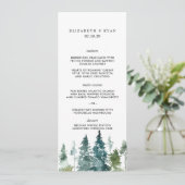 Rusticale Minimalistische Waterverf Dennen Huwelij Menu (Staand voorkant)