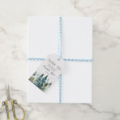 Rusticale Minimalistische Waterverf Dennenhuwelijk Cadeaulabel (Met Touw)