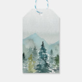 Rusticale Minimalistische Waterverf Dennenhuwelijk Cadeaulabel (Achterkant)