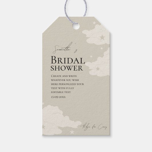 Rusticale minimalistische wolk babyshower Dankjewe Cadeaulabel (Voorkant)