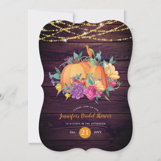 Rusticale Pompoen BRUIDJESPARTY Waterverf HERFST Kaart (Voorkant)