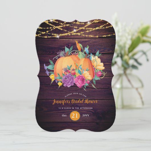 Rusticale Pompoen BRUIDJESSPARTY Watercolor HERFST Kaart (Staand voorkant)