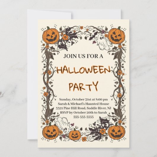 Rusticale Pompoen & Geest Griezeldag Herfst Hallow Kaart (Voorkant)