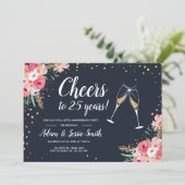 Rusticale uitnodiging 25e huwelijksjubileum bloem (Staand voorkant)