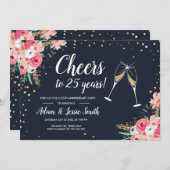 Rusticale uitnodiging 25e huwelijksjubileum bloem (Voorkant / Achterkant)