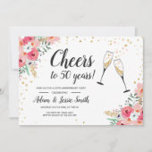 Rusticale uitnodiging 50ste huwelijksjubileum bloe (Voorkant)