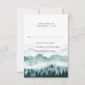 Rusticale waterverf berg dennenbomen RSVP kaartje (Voorkant)
