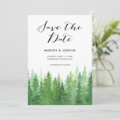 Rusticale waterverf bos groenblijvende QR-code  Save The Date (Staand voorkant)